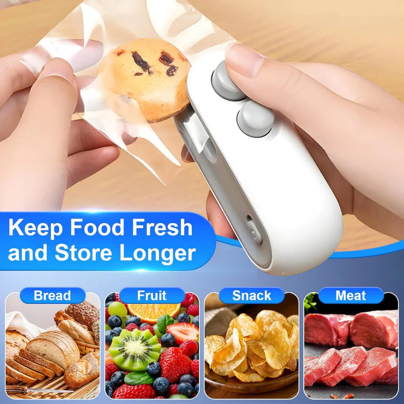 2-in-1 Mini Bag Sealer – USB Rechargeable & Long Lasting Battery