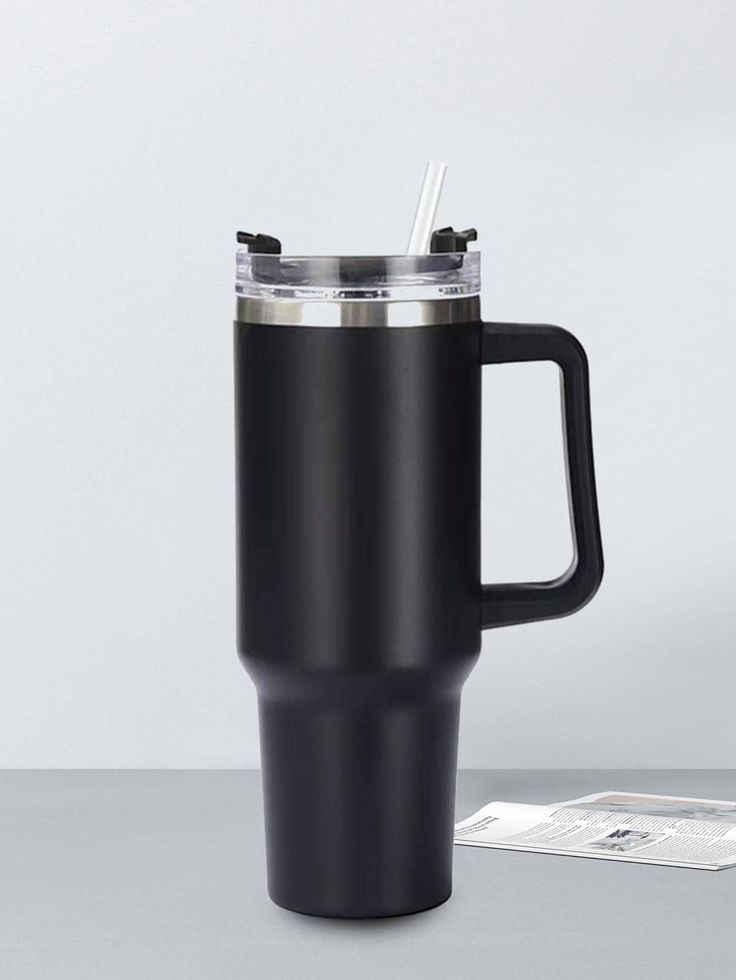 Insulated Stainless Steel Tumbler with Handle and Straw