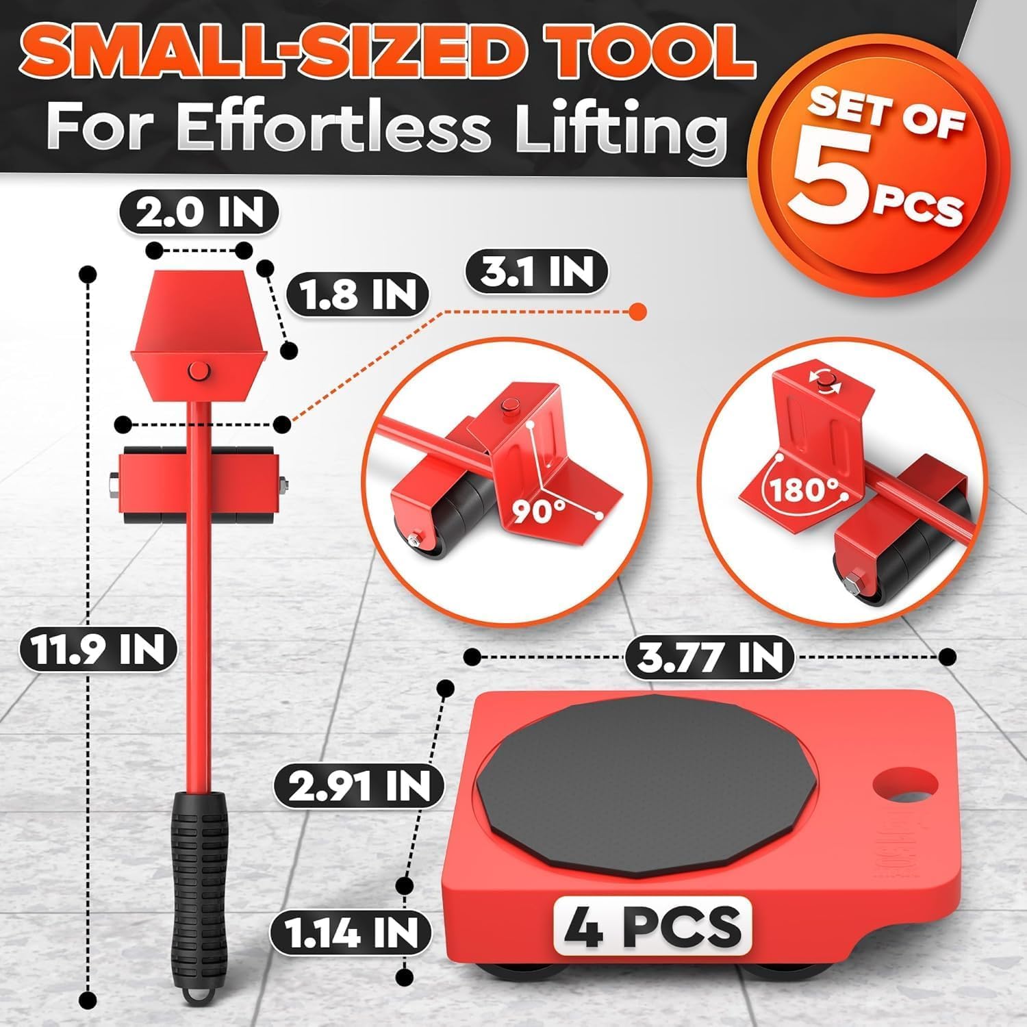 Heavy Furniture Moving Tool (5 In 1) Slider Remover Rolling Wheels