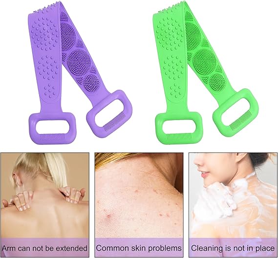 Silicone Back Scrubber Bath Belts – Double-Sided Exfoliating Body Scrubbers