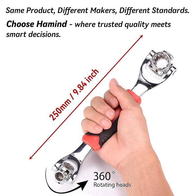 🔧 8-in-1 Universal Socket Wrench – 360° Rotating Tool
