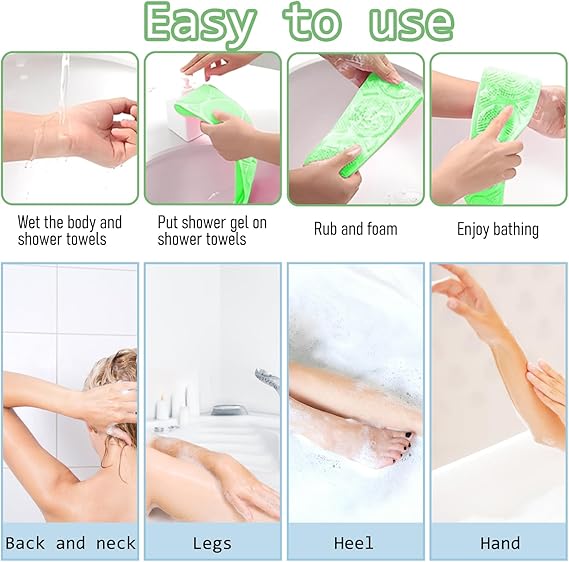 Silicone Back Scrubber Bath Belts – Double-Sided Exfoliating Body Scrubbers