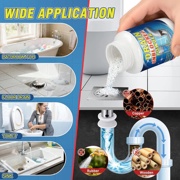 Powerful Toilet & Sink Clog Remover Drain Cleaner Powder