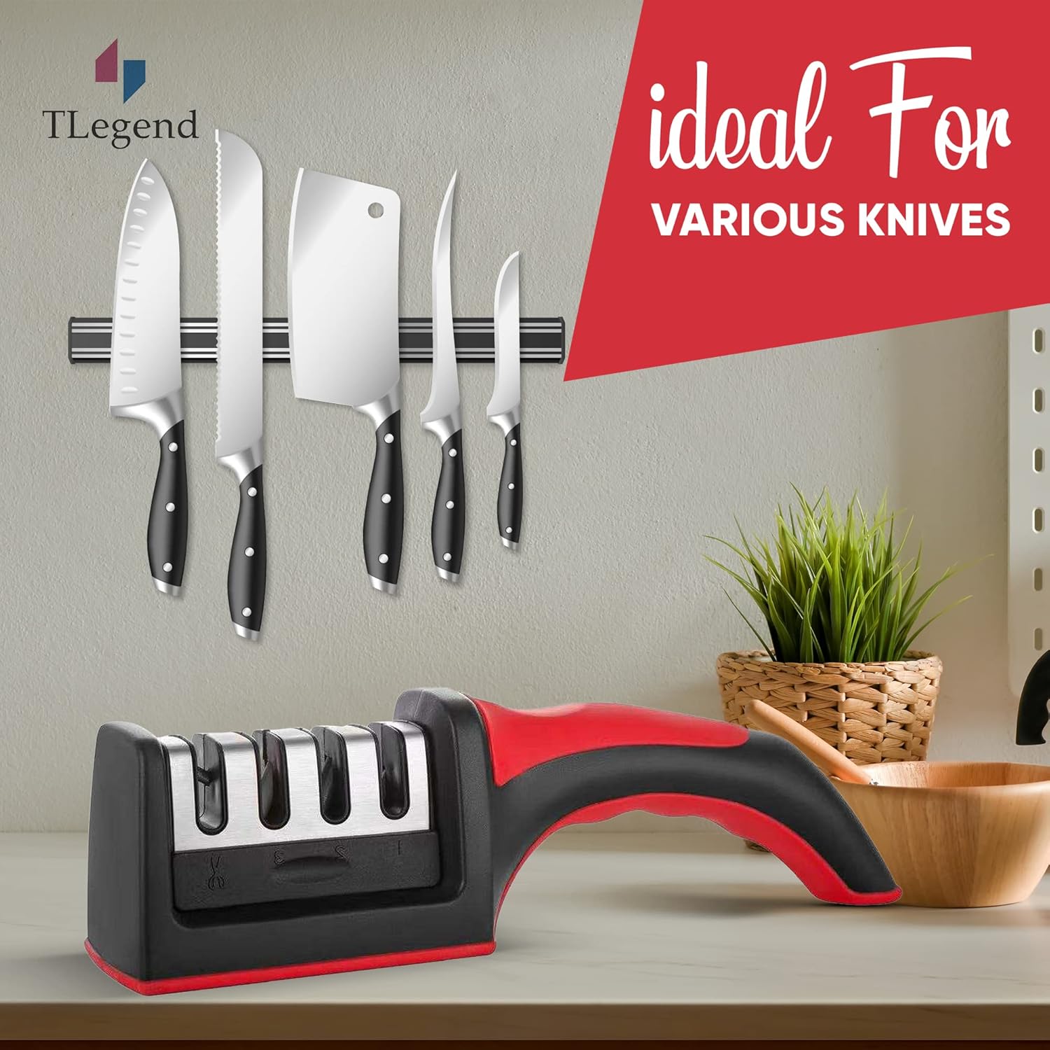 3-in-1 Knife Sharpener With Fruit And Meat Knife