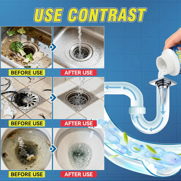 Powerful Toilet & Sink Clog Remover Drain Cleaner Powder