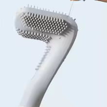 Toilet Brush | Flexible Silicone Bristles | Rubber Golf Handle | Holder with 2 FREE Sticky Hooks