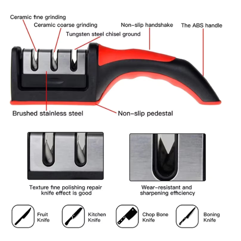 3-in-1 Knife Sharpener With Fruit And Meat Knife