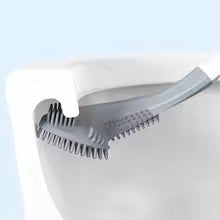 Toilet Brush | Flexible Silicone Bristles | Rubber Golf Handle | Holder with 2 FREE Sticky Hooks