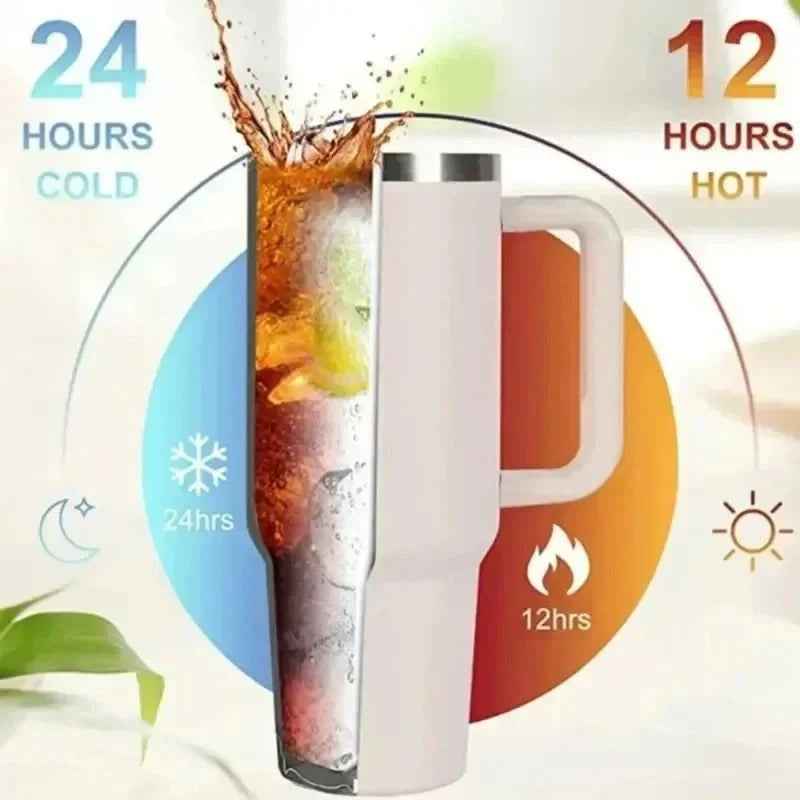 Insulated Stainless Steel Tumbler with Handle and Straw