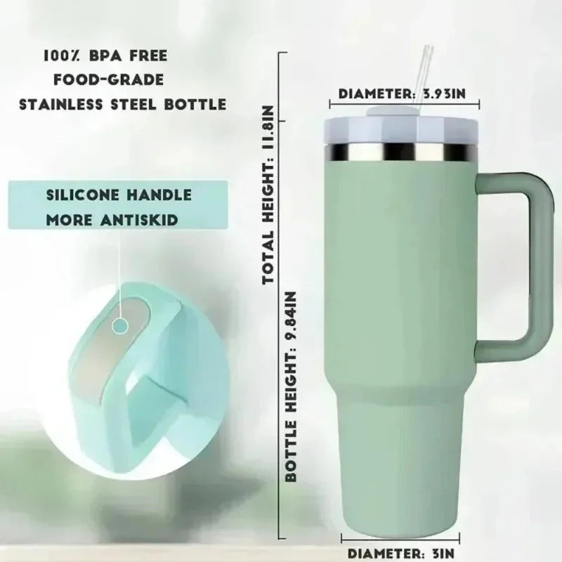 Insulated Stainless Steel Tumbler with Handle and Straw